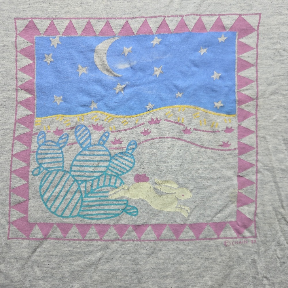 Vintage 80's T-Shirt Nature Grafic Print Distressed Faded - Picture 2 of 9